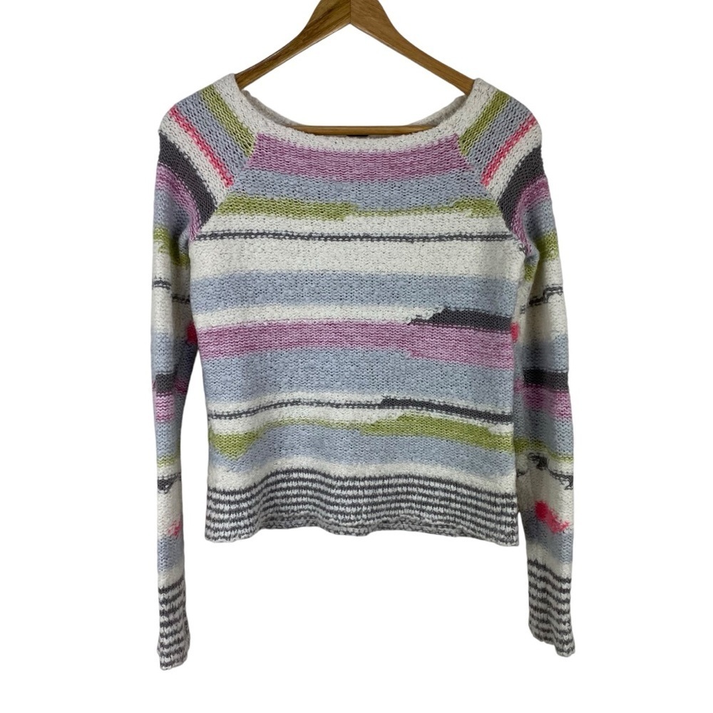Free People Wool Blend Sweater Women’s Size XS Pullover Multi Colored Strip Gray - Picture 3 of 10